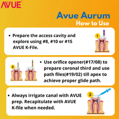 AVUE AvueAurum - Aurum (Gold) Heat Treated Rotary File System - Pack of 6