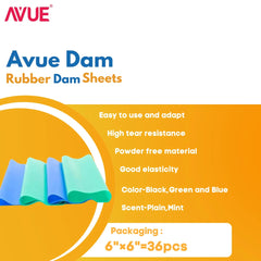AVUE AvueDam - 6x6 Rubber Dam Sheets for Isolation (Pack of 36)