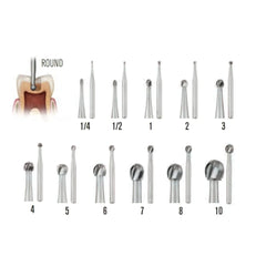 SS White Carbide Burs - Round Shaped