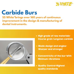 SS White Carbide Bur - Straight - Round End - Plain