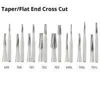 SS White Carbide Burs - Tapered - Flat End - Crosscut
