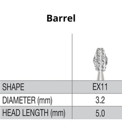 SS White G2 Diamond Burs - EX Series - EX 11 Barrel Shaped