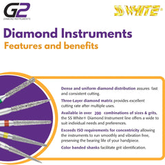 SS White G2 Diamond Burs - TF Series - Taper Flat End Shaped