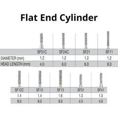 SS White G2 Diamond Burs - SF Series - Straight Flat End Shaped