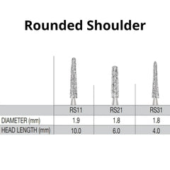 SS White G2 Diamond Burs - RS Series - Round Shoulder Shaped