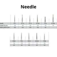 SS White G2 Diamond Burs - TC Series - Needle Shaped