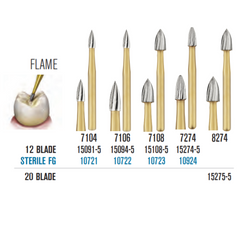 SS White Carbide Trimming & Finishing Burs FLAME SHAPED