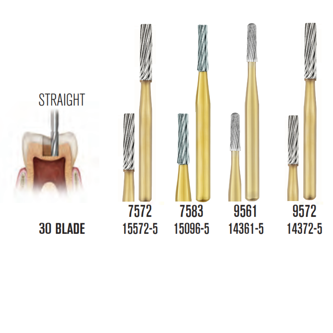 SS White Carbide Trimming & Finishing Burs - Straight Shaped