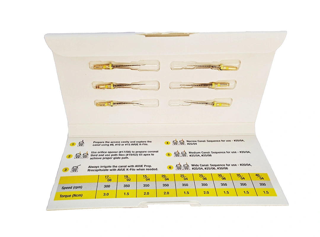Avue Aurum - Gold Heat Treated Rotary File System - Pack of 6