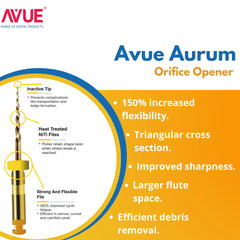 AVUE AvueAurum - Aurum (Gold) Heat Treated Rotary File System - Pack of 6