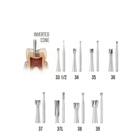 SS White Carbide Burs - Inverted Cone