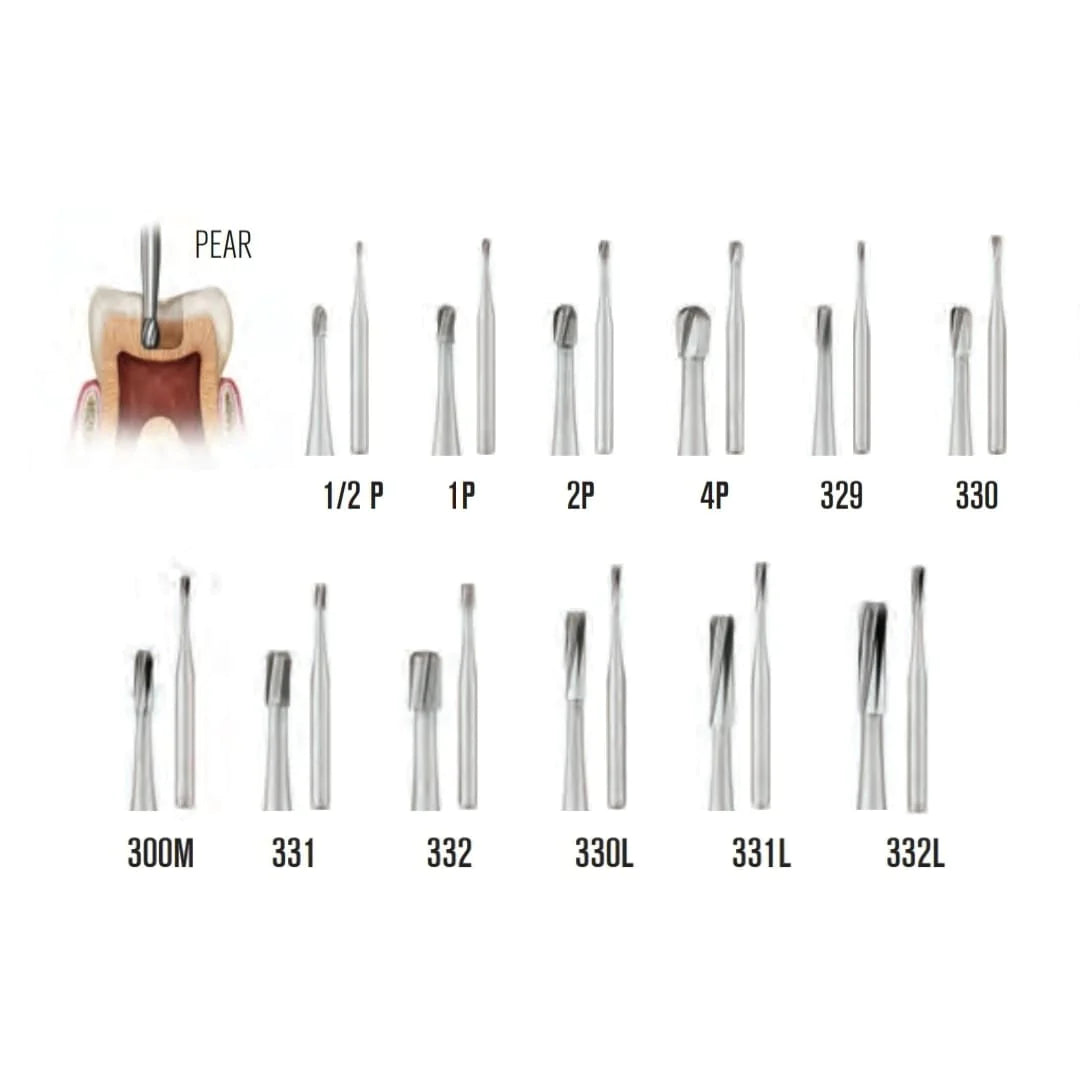 SS White Carbide Burs - Pear Shaped