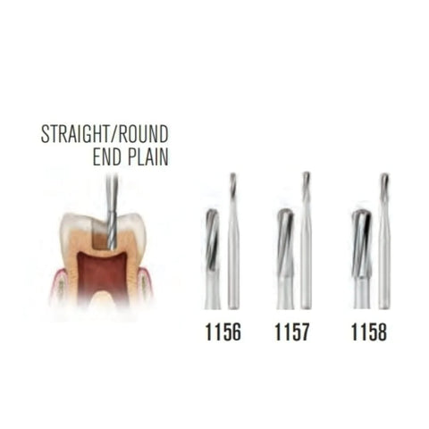 SS White Carbide Bur - Straight - Round End - Plain