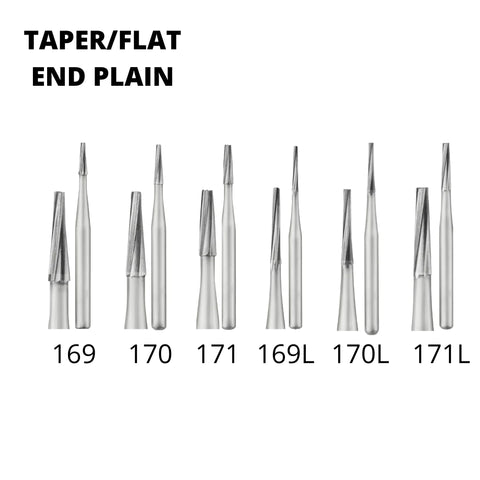 SS White Carbide burs - Taper - Flat End - Plain