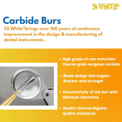 SS White Carbide Burs - Tapered - Round End - Plain