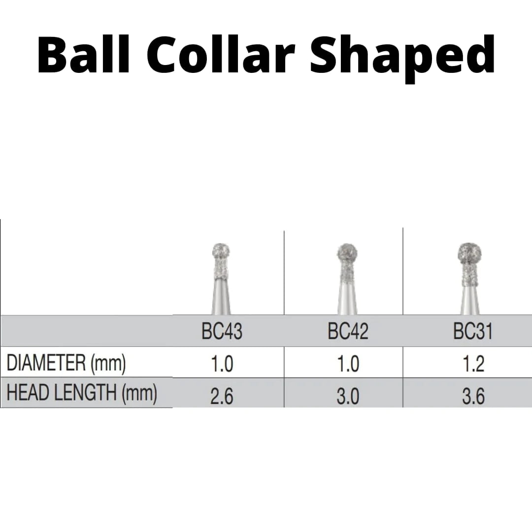SS White G2 Diamond Burs - BC Series - Ball Collar Shaped