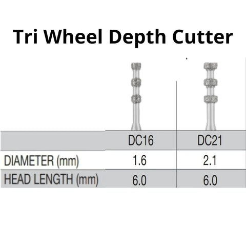 SS White G2 Diamond Burs - DC Series - Tri-Wheel Depth Cutter