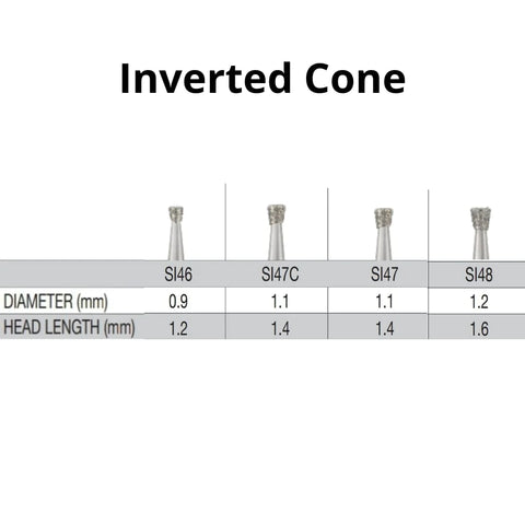 SS White G2 Diamond Burs - SI Series - Inverted Cone Shaped