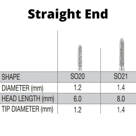 SS White G2 Diamond Burs - SO Series - Straight Shaped