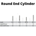 SS White G2 Diamond Burs - SR Series - Straight Round End Cylinder Shaped