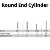 SS White G2 Diamond Burs - SR Series - Straight Round End Cylinder Shaped