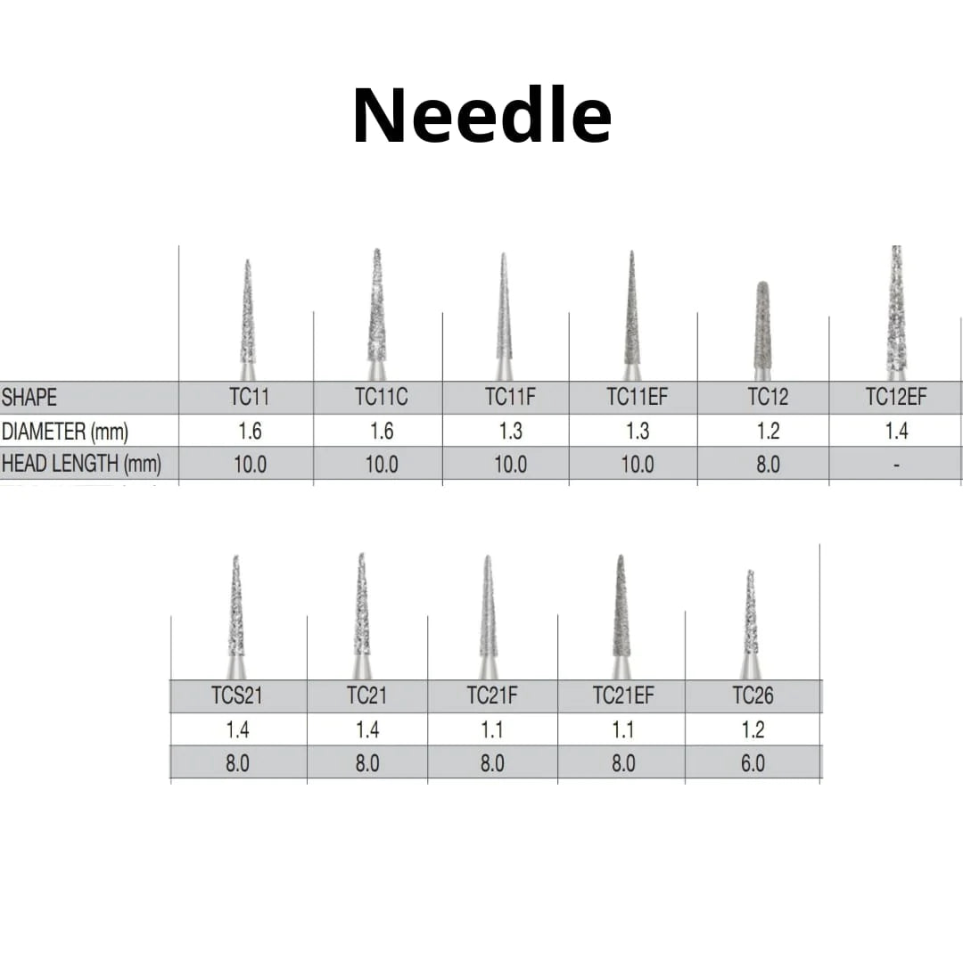 SS White G2 Diamond Burs - TC Series - Needle Shaped