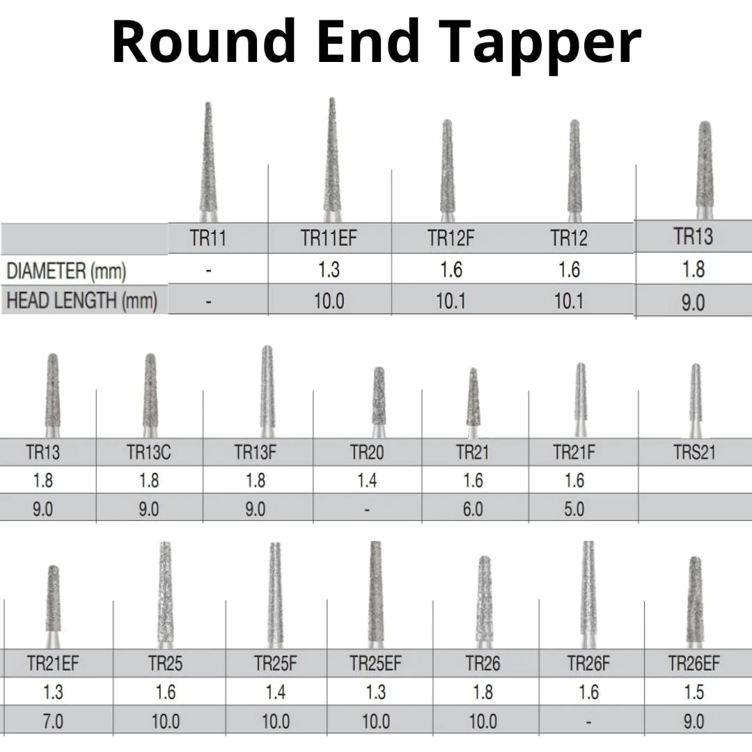 Diamond Burs: SS White G2 Burs - Flat End, Round End,  Pear Shaped & More
