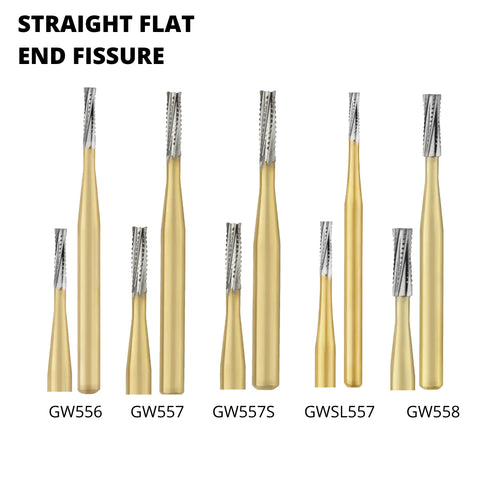 SS White Great White Gold Series - Straight Flat End Fissure Carbide Bur