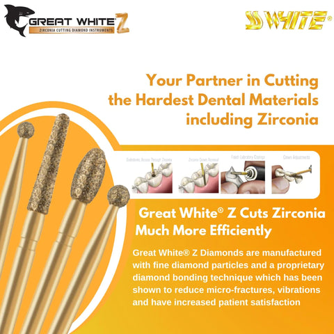 SS WHITE Great white Z series - Round End Taper Diamond Bur