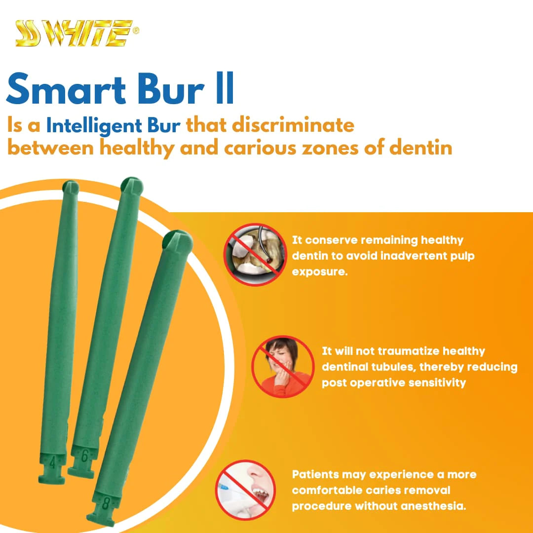 SS WHITE Smartburs II-Glass bead reinforced polymer bur to remove carious dentin only