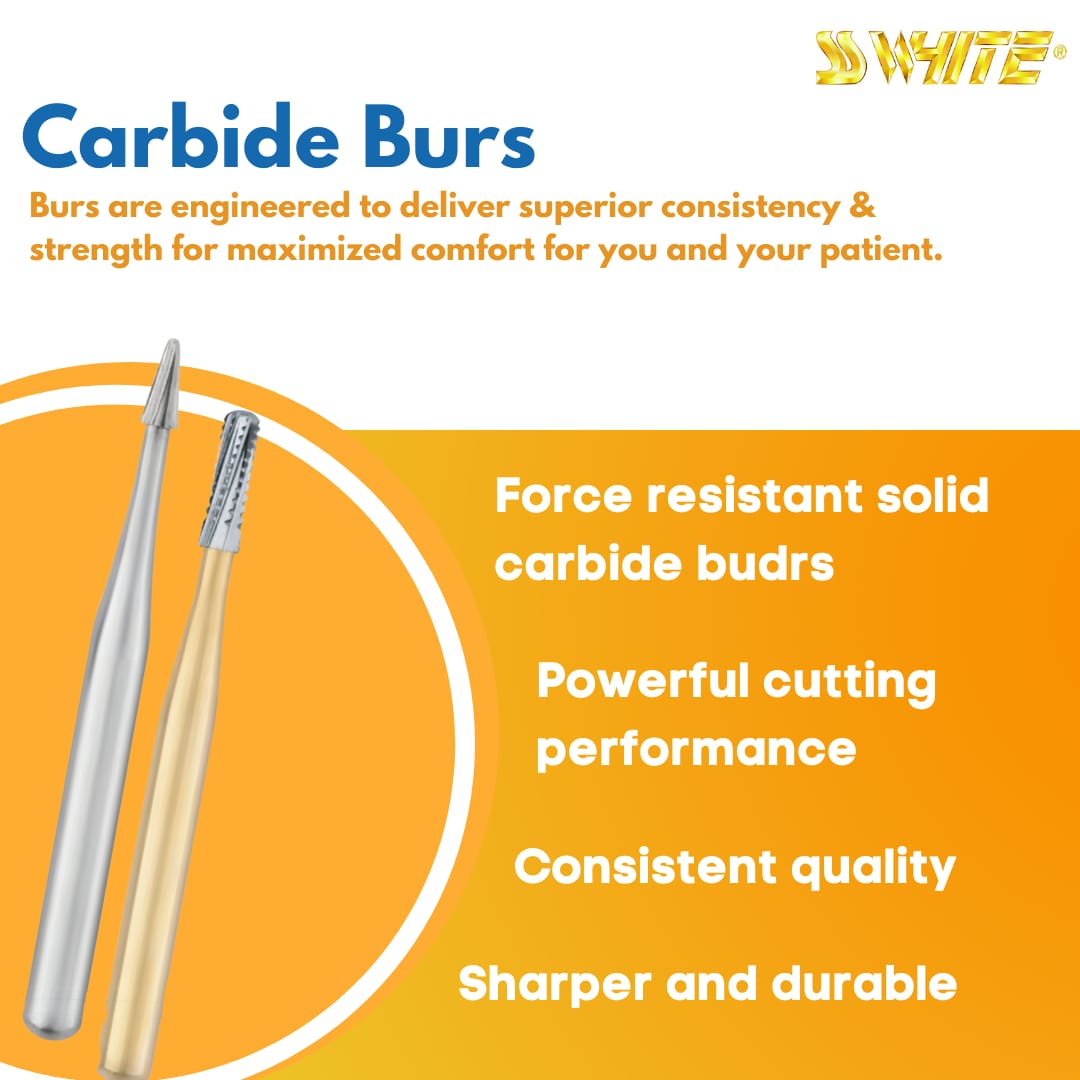 SS White Carbide Trimming & Finishing Burs - Safe end Series Shaped