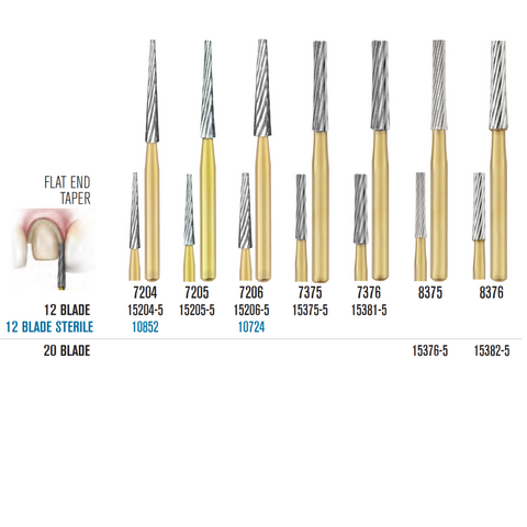 SS White Carbide Trimming & Finishing Burs - Flat and Taper Shaped