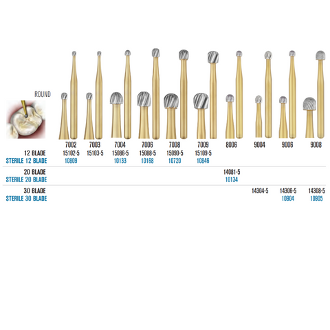 SS White Carbide Trimming & Finishing Burs - Round Shaped