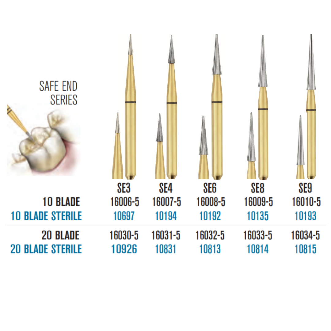 SS White Carbide Trimming & Finishing Burs - Safe end Series Shaped